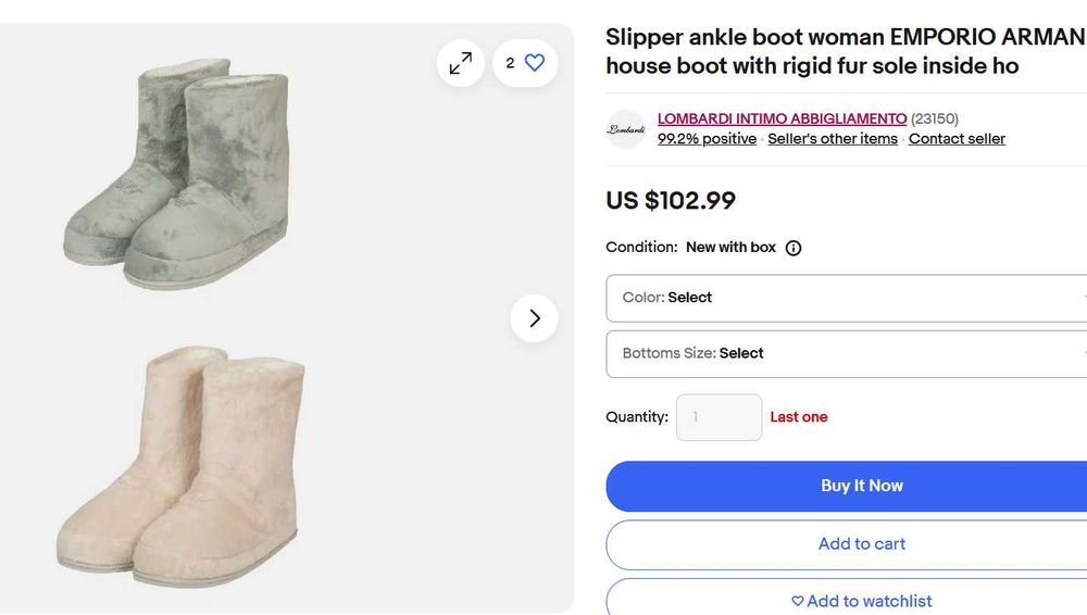 Чобітки жіночі домашні Emporio Armani, 39/40р