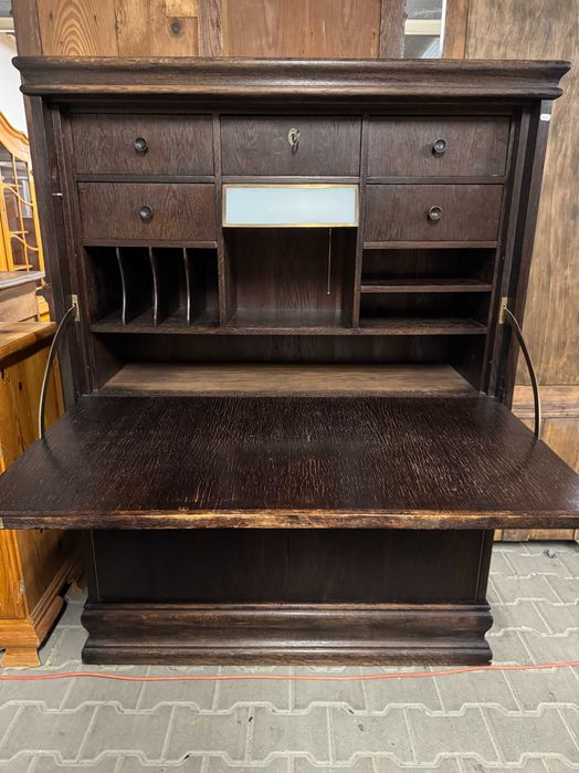 Sekretera drewniana sekretarzyk dębowy szafka drewniana