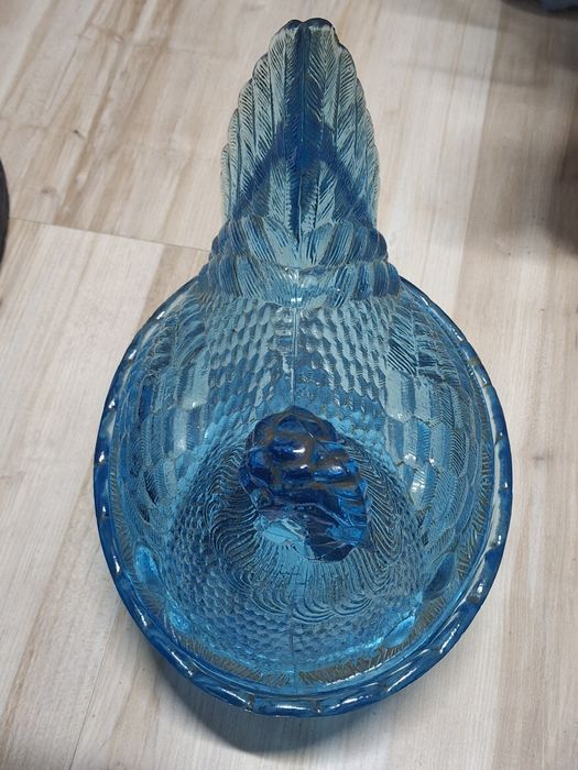 Kura lazurowa 21cm duża kura szklana kurka