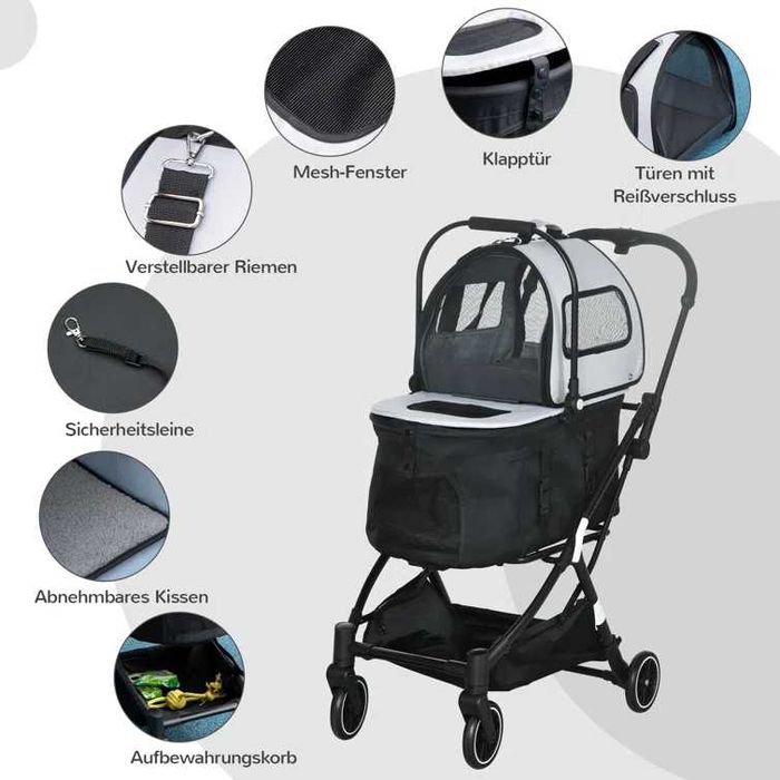 Коляска для собак PawHut D00-162V00GY