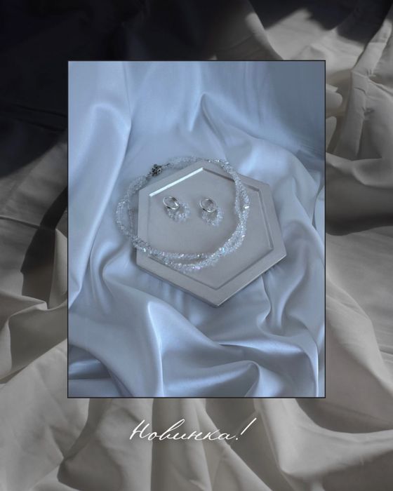 Кольє з кришталевих намистин чокер з кришталю підвіска з сердечком