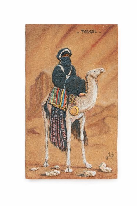 Obraz na desce wielblad sygnowany strukturalny 3D chropowaty piaskowy