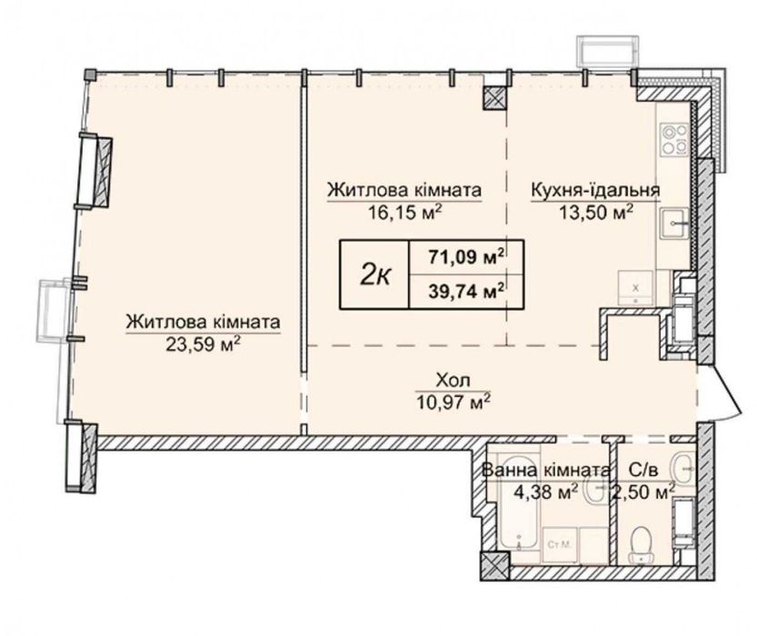 Продаж / Квартира / 71 м2 / ЖК Новопечерські Липки / Печерський район