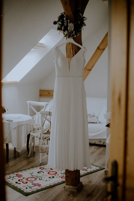 Suknia Ślubna gładka, plisowana, elegancka XS/S