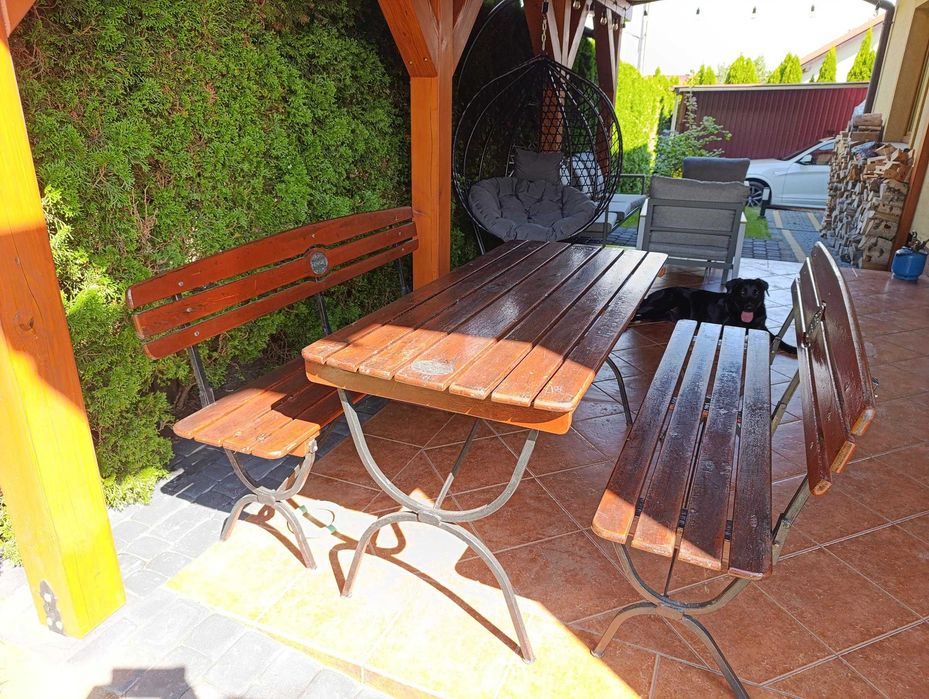 zestaw ogrodowy Stół 150 + 2x ławka drewniany