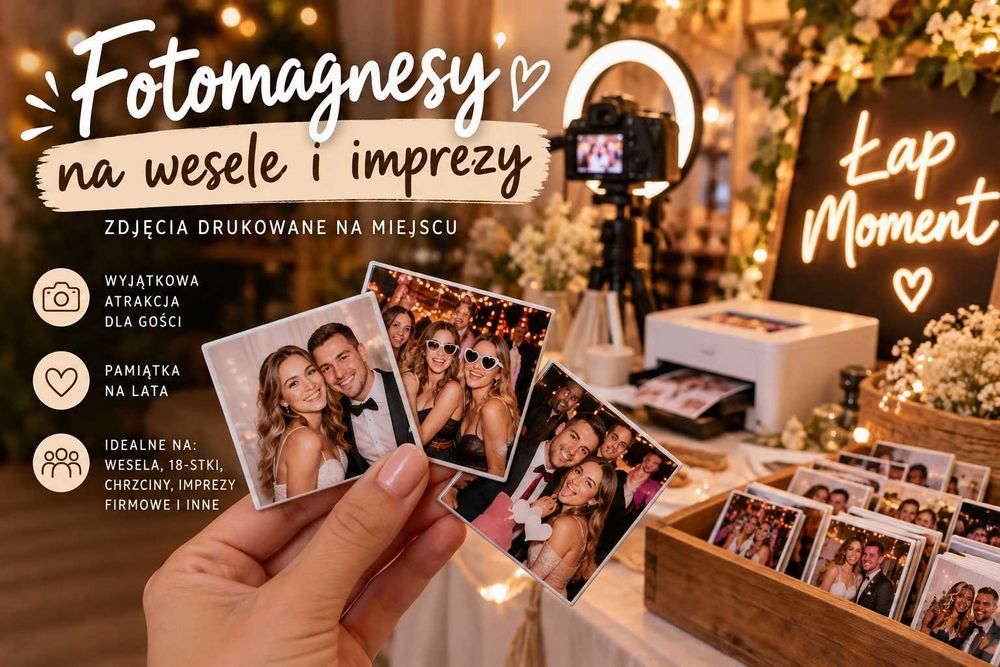 Fotomagnesy na wesele i imprezy – zdjęcia drukowane na miejscu