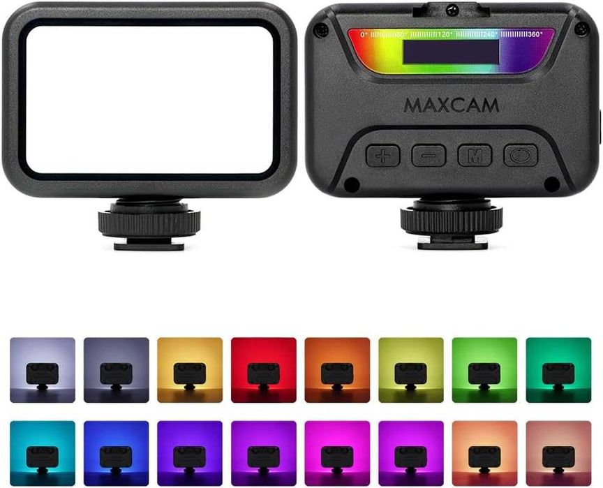 MAXCAM Kolorowe światło wideo RGB, 0-360 stopni, 2500 K - 9000 K