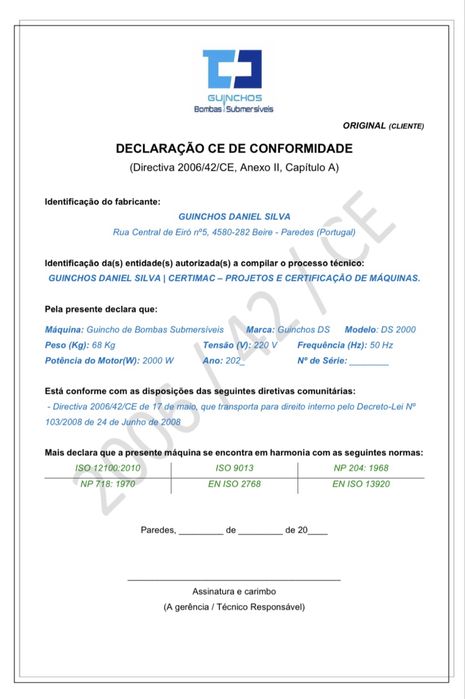 Maquina retirar bombas submersiveis compacta C/travão automatico