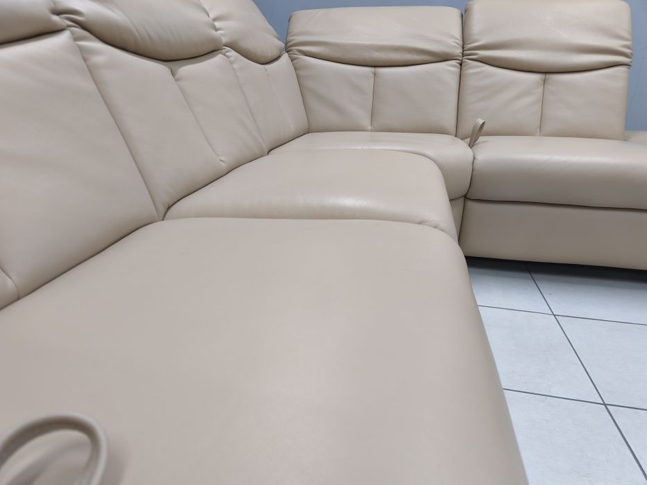 Шкіряний розкладний диван 235х270 см! Реклайнер  Кожаный уголок