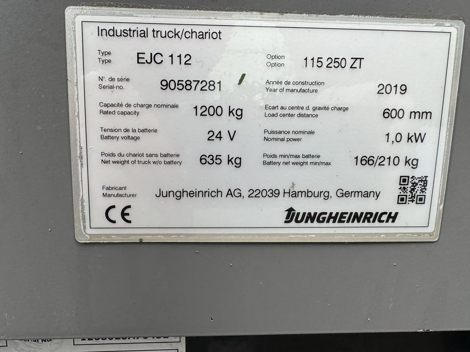 Електричний штабелер Jungheinrich EJC 112 250ZT 2019