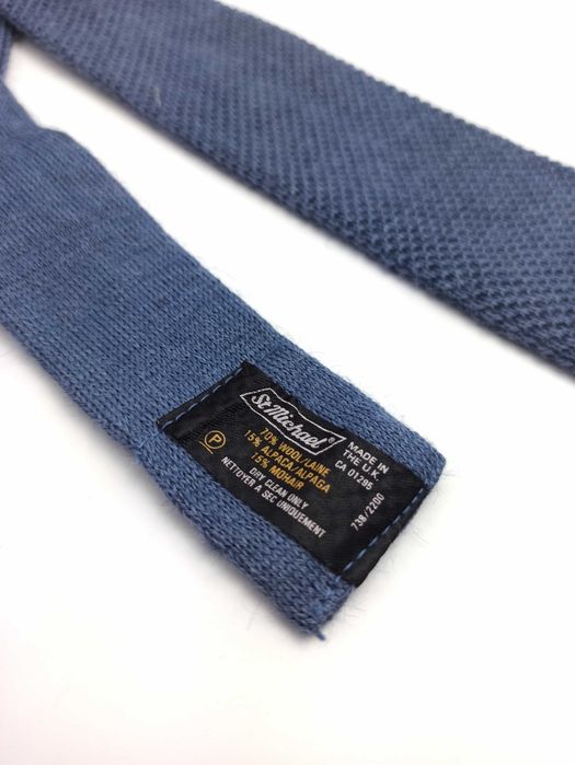 St Michael wełniany niebieski krawat knit kn10