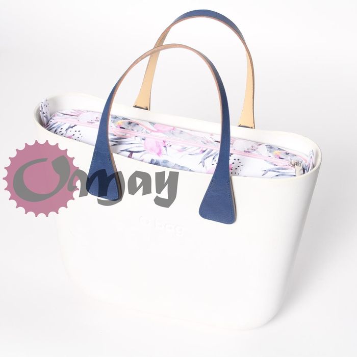 organizer OBAG MINI flamingi kwiaty pudrowy róż 2 kieszenie wkład OMAY