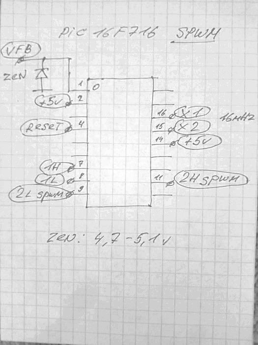 Мікроконтролер  PIC16F716, прошитий під чистий синус
