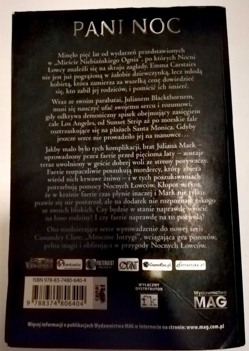 Pani Noc Mroczne Intrygi Cassandra Clare książka