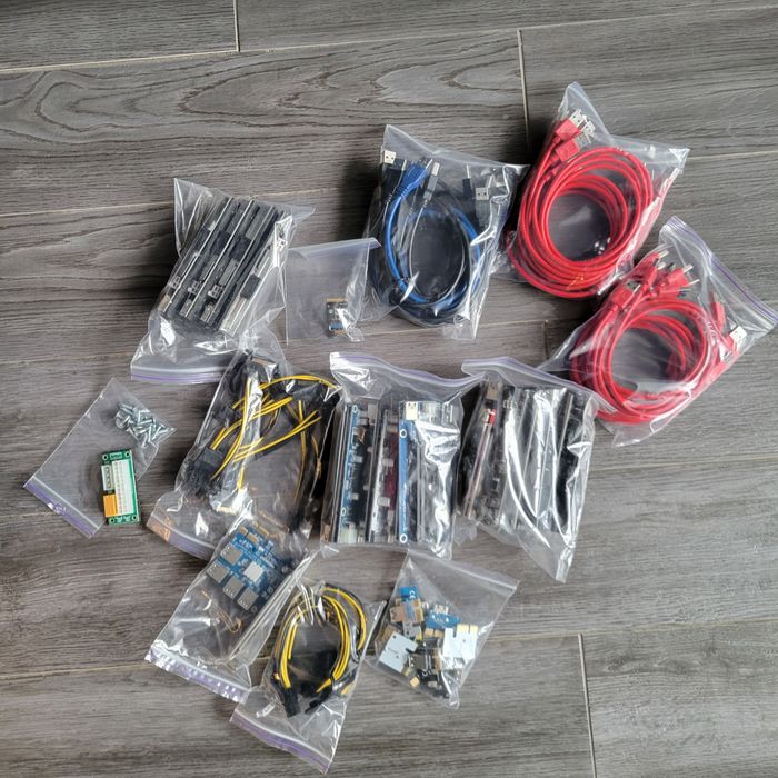 Комплект для майнінгу: 42 райзерів + синхронізатор БП + кабелі