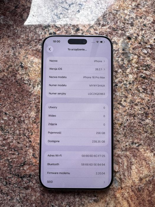 Iphone 16 pro max 256gb naturalny tytan 91% bat stan idealny