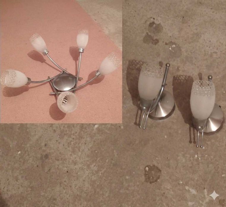 Conjunto de Iluminação: Candeeiro de Teto + 2 Apliques de Parede