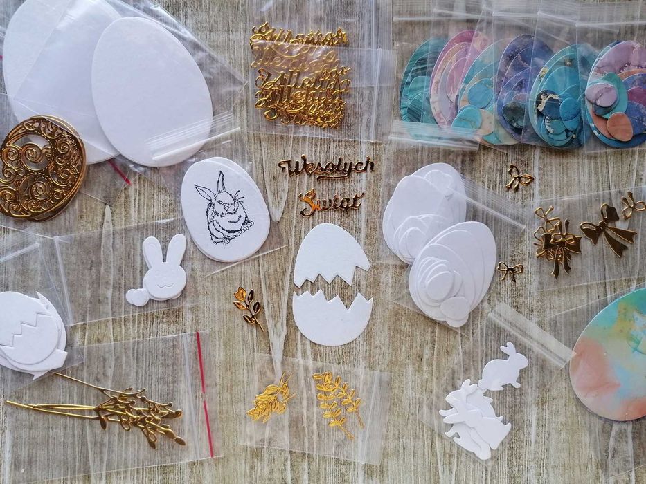 Scrapki jajka XL 9,7cm 5szt, papier mixmedia