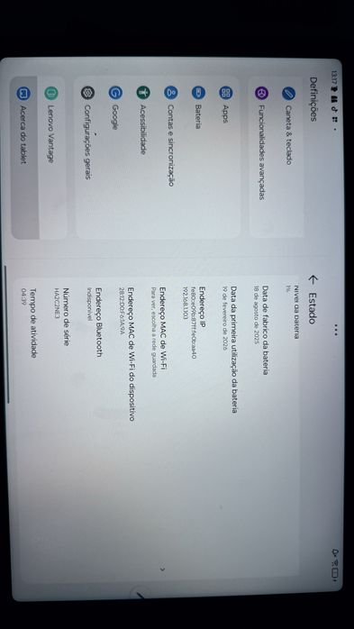 Vendo Tablet Lenovo como novo, 6 meses de compra e utilizado 4 vezes.
