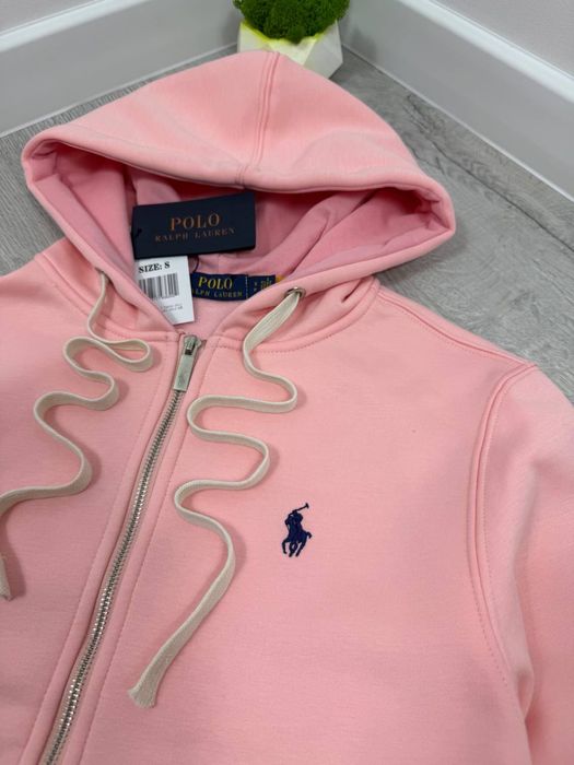 Polo Ralph Lauren худі на блискавці рожеве з капюшоном | Олімпійка Поло рожева | Зіпка Поло Ральф рожева чоловіча/жіноча