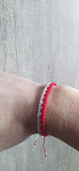 Bransoletka handmade ręcznie robiona biało czerwona flaga polski