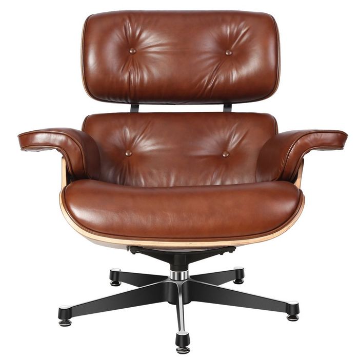 Cadeirão "Eames Lounge" - Pele genuína, Novo - Cadeira Poltrona Chaise