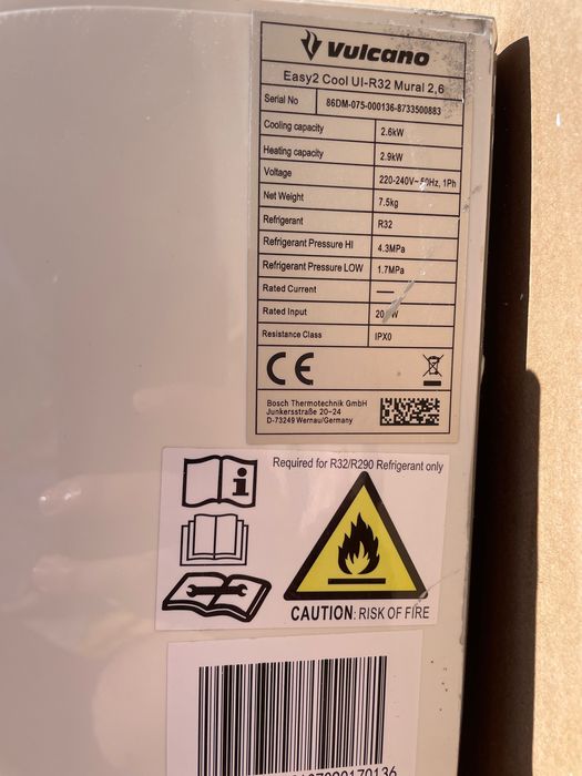 Ar Condicionado Interior Vulcano Easy2 Cool UI-R32 (2,6 kW / 9.000 BTU