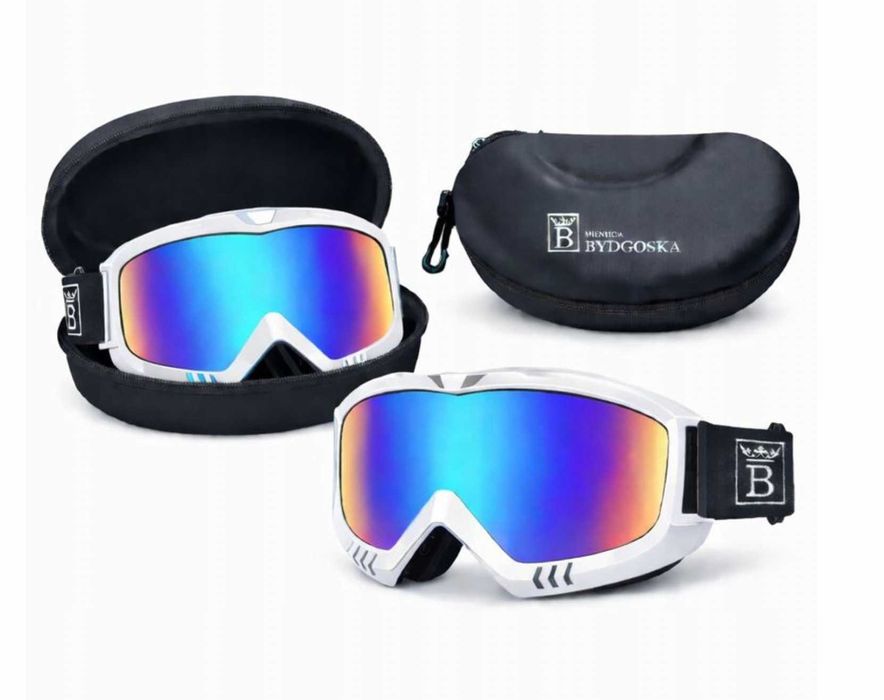 Gogle białe męskie damskie snowboardowe motor quad deska UV40