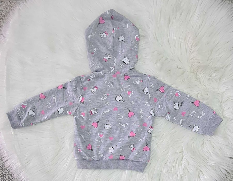 Bluza wiosenna bawełna szara, kotki 1 - 80/86