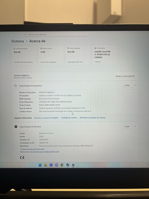 Portátil Gaming ASUS ROG STRIX G531GT | i7-9750H | 16GB RAM | GTX 1650