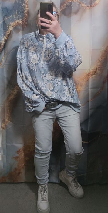 Bluza kwiaty błękitna