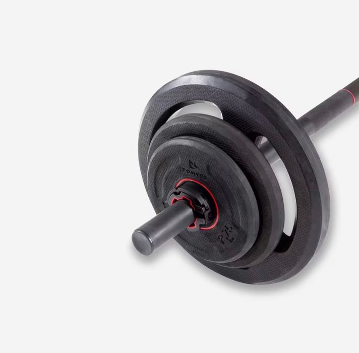 Conjunto de musculação com barra e pesos — Decathlon