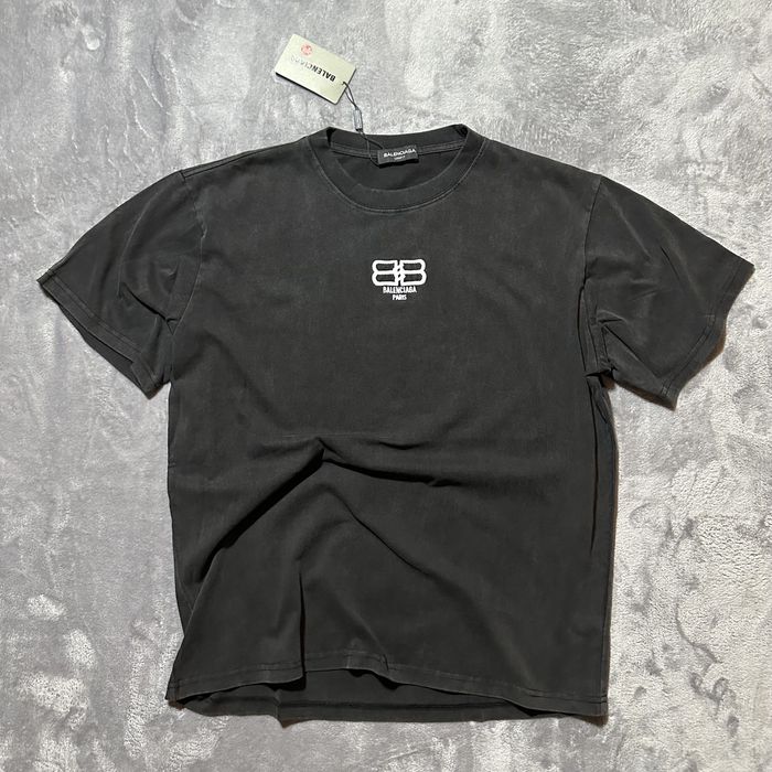 Футболка BALENCIAGA BB Paris Logo-Embroidered Organic  S M L