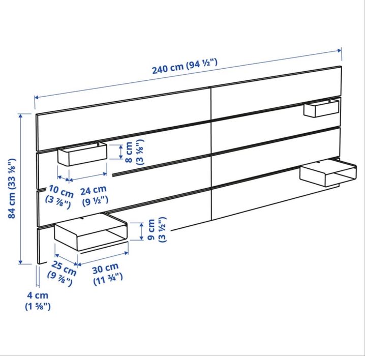 BRIMNES - Estrutura cama c/arrumação 140x200 cm + Cabeceira NORDIL