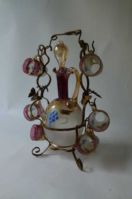 Licoreira Art Nouveau com 6 copos