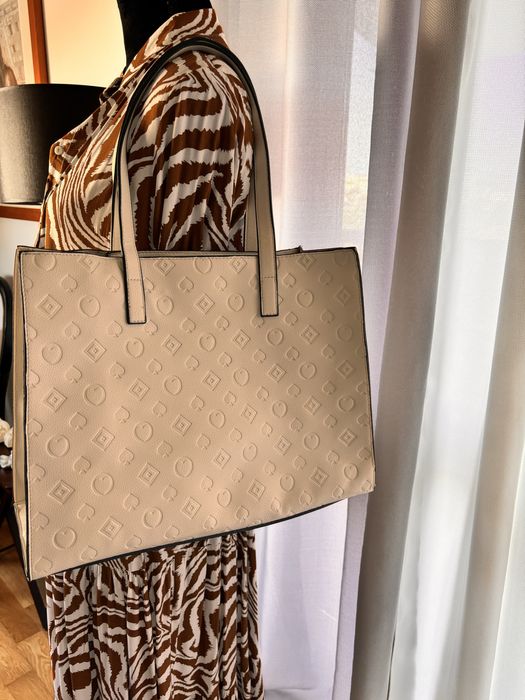 Vestido comprido, novo, padrão Zebra em camel e branco