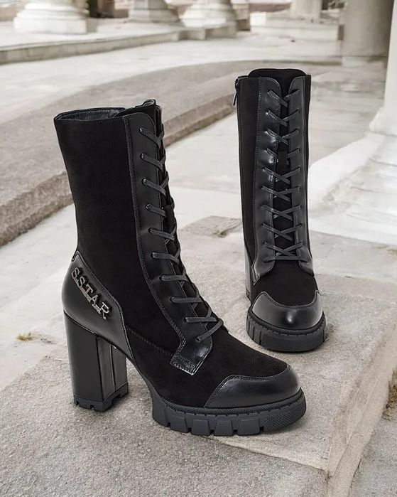 36 37 38 botki 39 40 41 trapery na platformie obcasie słupku sznurowan