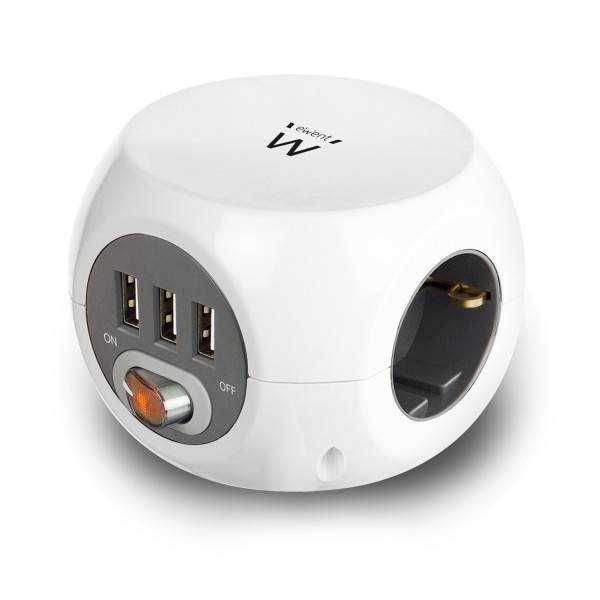 Cube Power 3 Tomadas Schuko + 3 USB