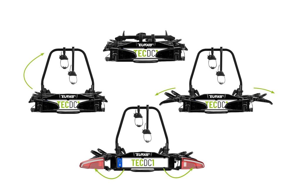 Bagażnik EUFAB TECDC1 na 2 rowery eBike uchwyt na hak dynamiczny LED
