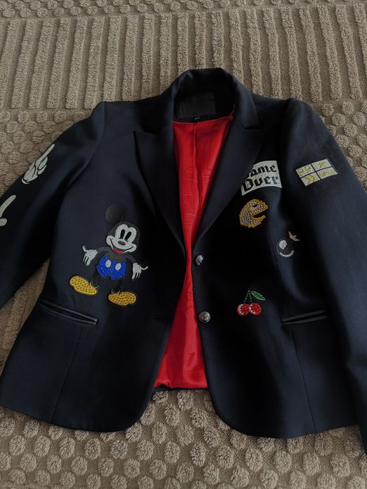 Синий блейзер Philipp plein с нашивками микимауса