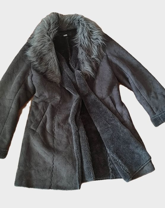 Kożuch damski z futerkiem spring winter jacket Eco faux fur coat luxur