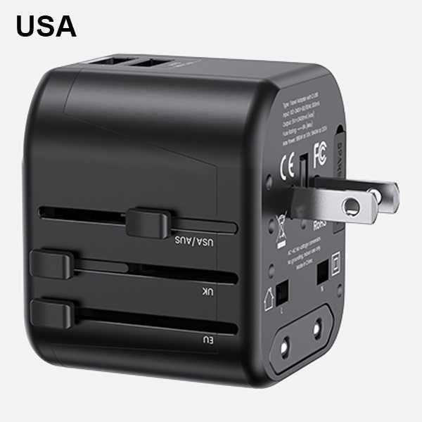 Adapter Podróżny Przejściówka Gniazda Świata PL USA EU Anglia 2X USB