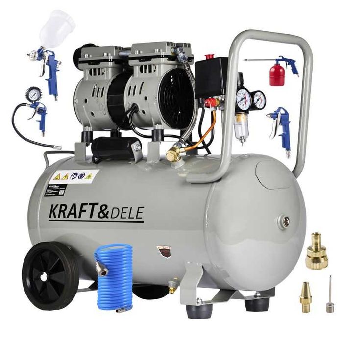 KOMPRESOR 50L bezolejowy 2 TŁOKI 2 POMPY SPREŻARKA 230V separator