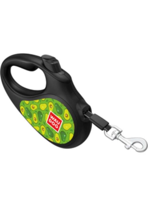 Набір Wau Dog:рулетка+повідець з принтом авакадо