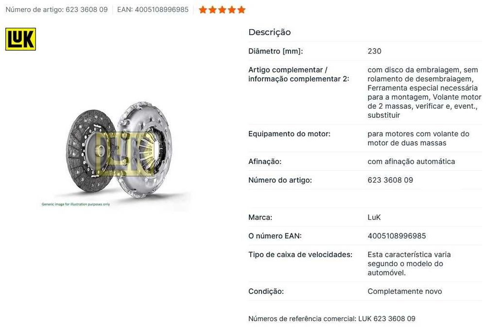LUK Kit de embraiagem Opel NOVO