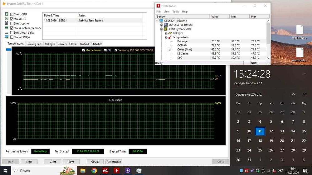 Новий комплект Soyo B550M + Ryzen 5 5600 + 16/32GB DDR4 3200MHZ
