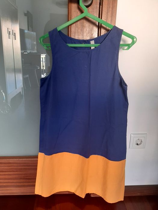 Vestido Springfield S azul e amarelo torrado