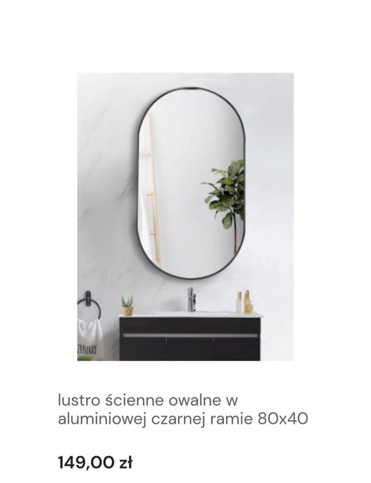 Lustra owalne w aluminiowej ramię