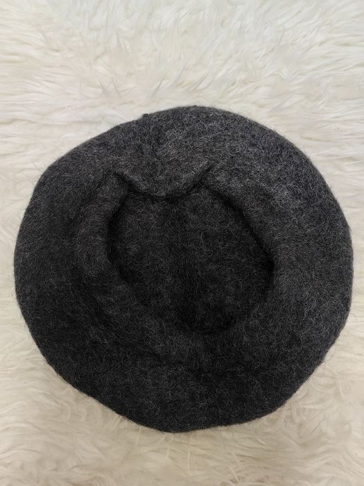 Ciemnoszary szary wełniany beret Vintage