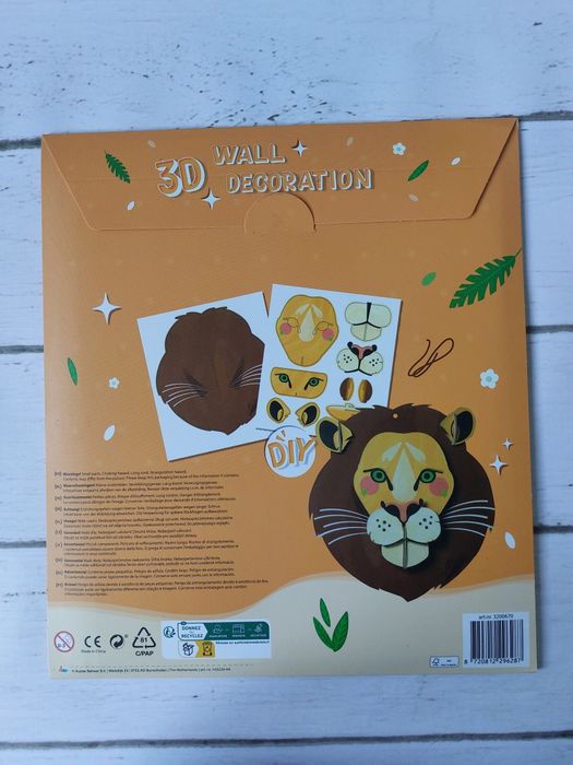 Dekoracja ścienna 3D Kids Kingdom DIY Zrób to sam Lew 3+ nowa prezent